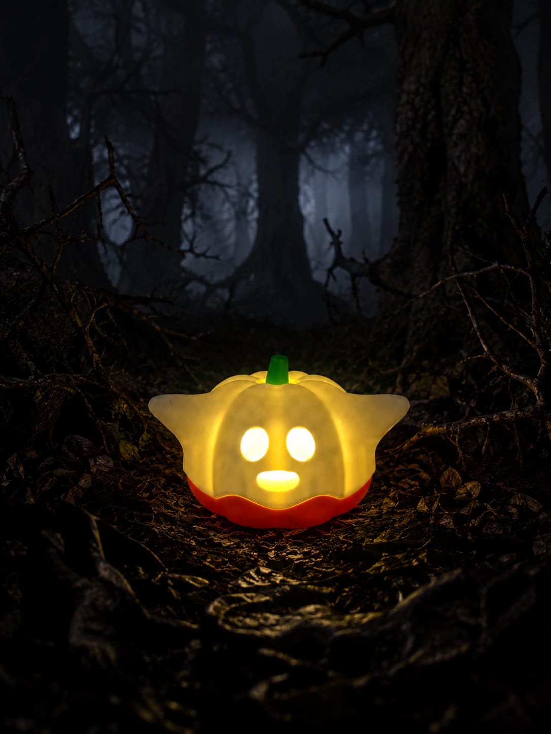 Halloween Kürbis Geist mit LED-Licht | Leuchtende Halloween Deko | Kürbisgeist | Fensterbank und Regal | Gruseldeko