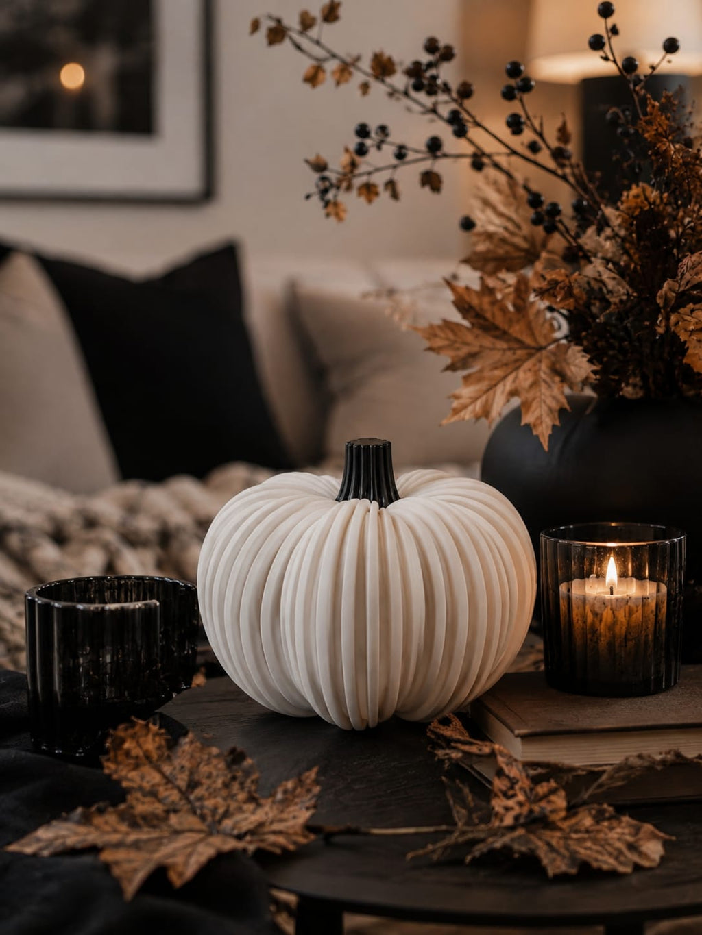 Moderner Deko Kürbis | Stilvolle Herbstdeko | 3D Druck Kürbis | Herbst Tischdeko | Wohnzimmer Deko | Minimalistische Halloween Deko