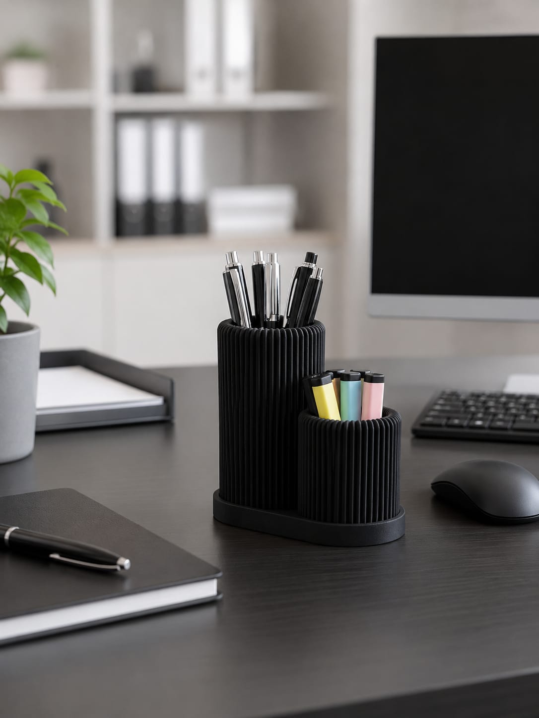 Moderner Organizer mit 2 Behältern | Stiftehalter und Schreibtisch Organizer | Bad Organizer | Aufbewahrung für Büro & Zuhause