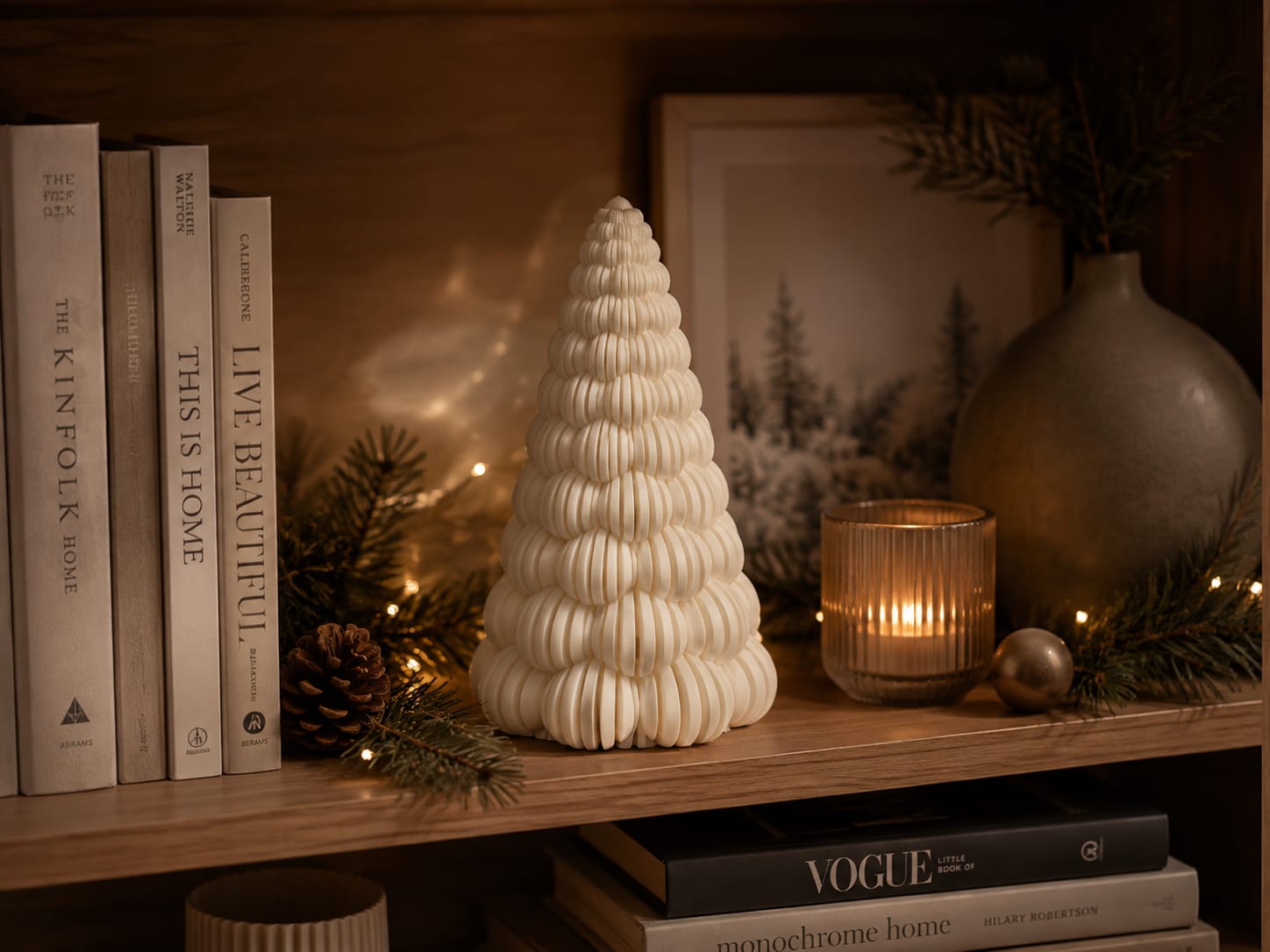Leuchtender Bubble Weihnachtsbaum mit LED | Gerippte Weihnachtsdeko in Weiß | 5 Größen und 3er-Sets | Winterdeko Geschenkidee