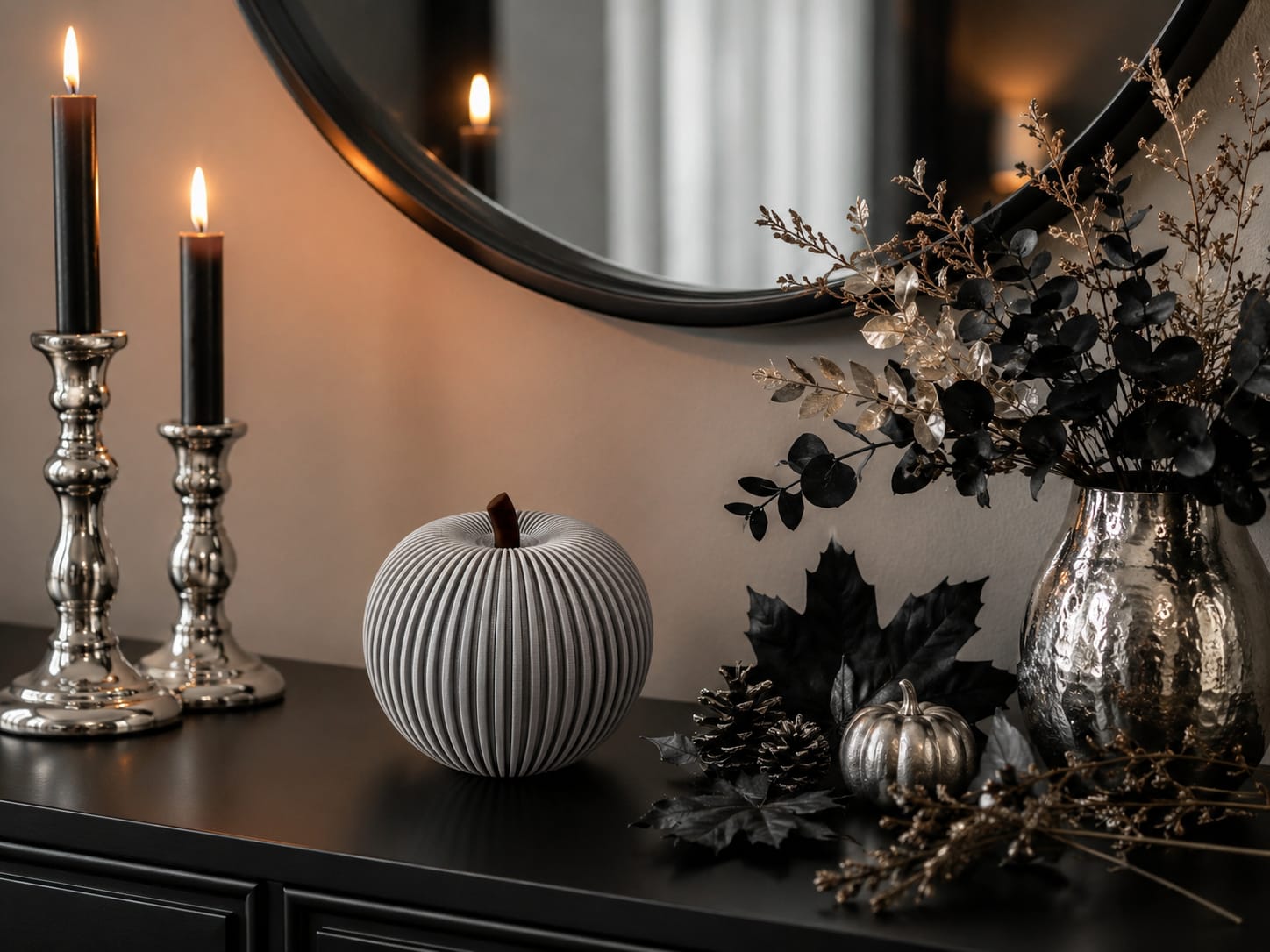 Gerippter Deko-Apfel mit LED | Herbstdeko & Halloween Deko | Leuchtender Apfel | Moderne Tischdeko | Geschenkidee Herbst