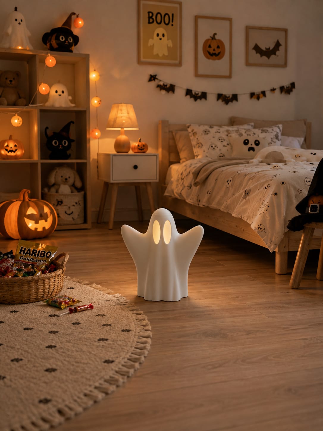 Halloween Geist mit LED-Licht | Leuchtende Halloween Deko | Geist einzeln oder 3er-Set | Herbstdeko | Gruseldeko