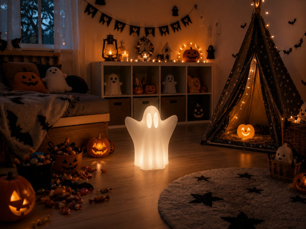 Halloween Geist mit LED-Licht | Leuchtende Halloween Deko | Geist einzeln oder 3er-Set | Herbstdeko | Gruseldeko