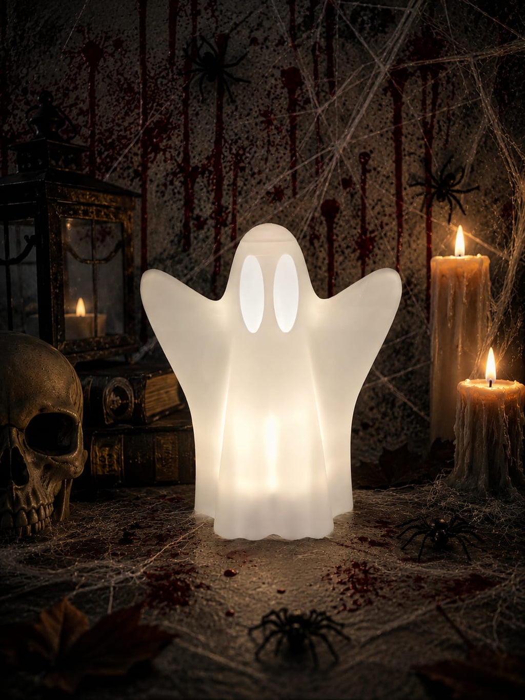 Halloween Geist mit LED-Licht | Leuchtende Halloween Deko | Geist einzeln oder 3er-Set | Herbstdeko | Gruseldeko