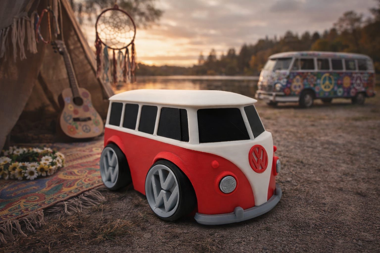 Spardose Bulli Sparschwein Geschenk für Männer Auto Liebhaber Bus Deko Vintage Geldgeschenk Urlaubskasse - VW T1 Stil