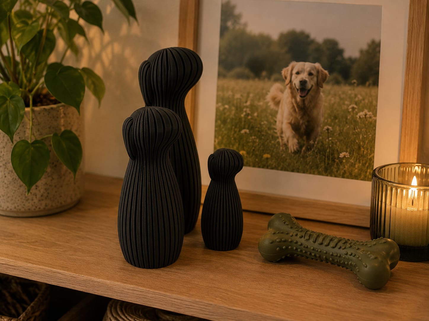 Moderne Hundefigur Deko – Hundeskulptur im minimalistischen Skandi Stil | Hunde Deko für Wohnzimmer, Regal & Hundeliebhaber Geschenk