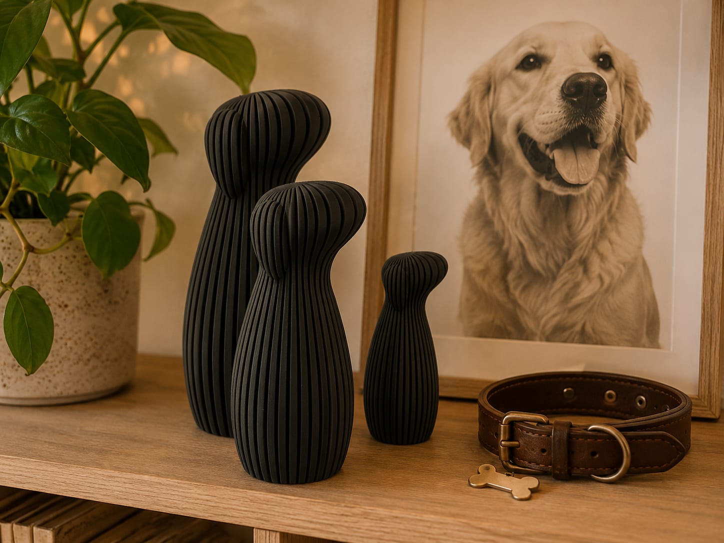 Moderne Hundefigur Deko – Hundeskulptur im minimalistischen Skandi Stil | Hunde Deko für Wohnzimmer, Regal & Hundeliebhaber Geschenk