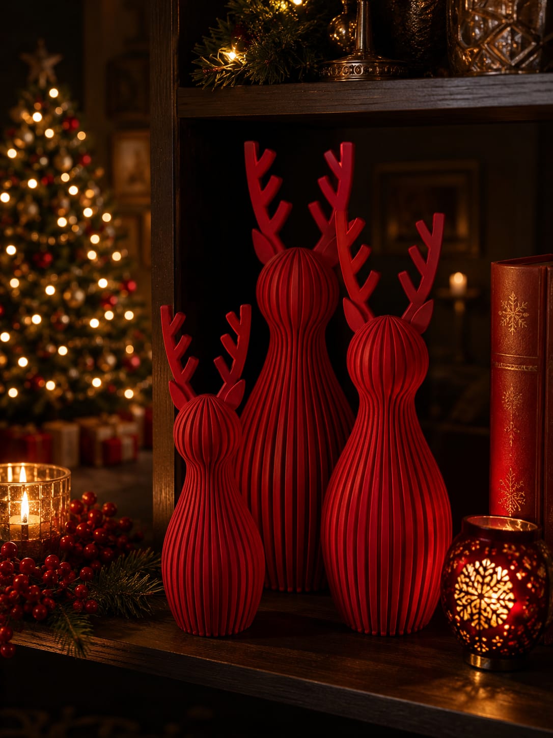 Moderne Rentierfigur - Weihnachten  – Rentier Skulptur im Skandi Stil | Weihnachtsdeko für Adventskranz, Tischdeko | Winterdeko |