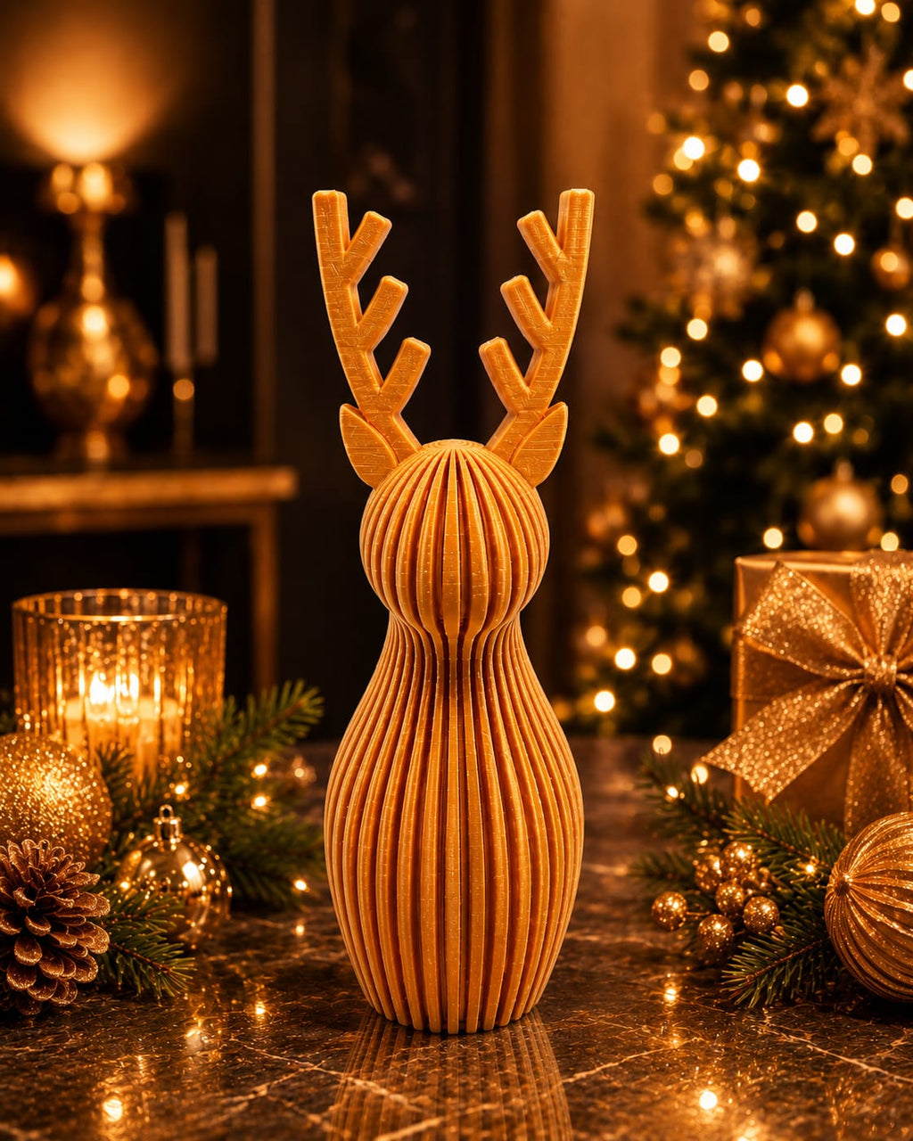 Moderne Rentierfigur - Weihnachten  – Rentier Skulptur im Skandi Stil | Weihnachtsdeko für Adventskranz, Tischdeko | Winterdeko |
