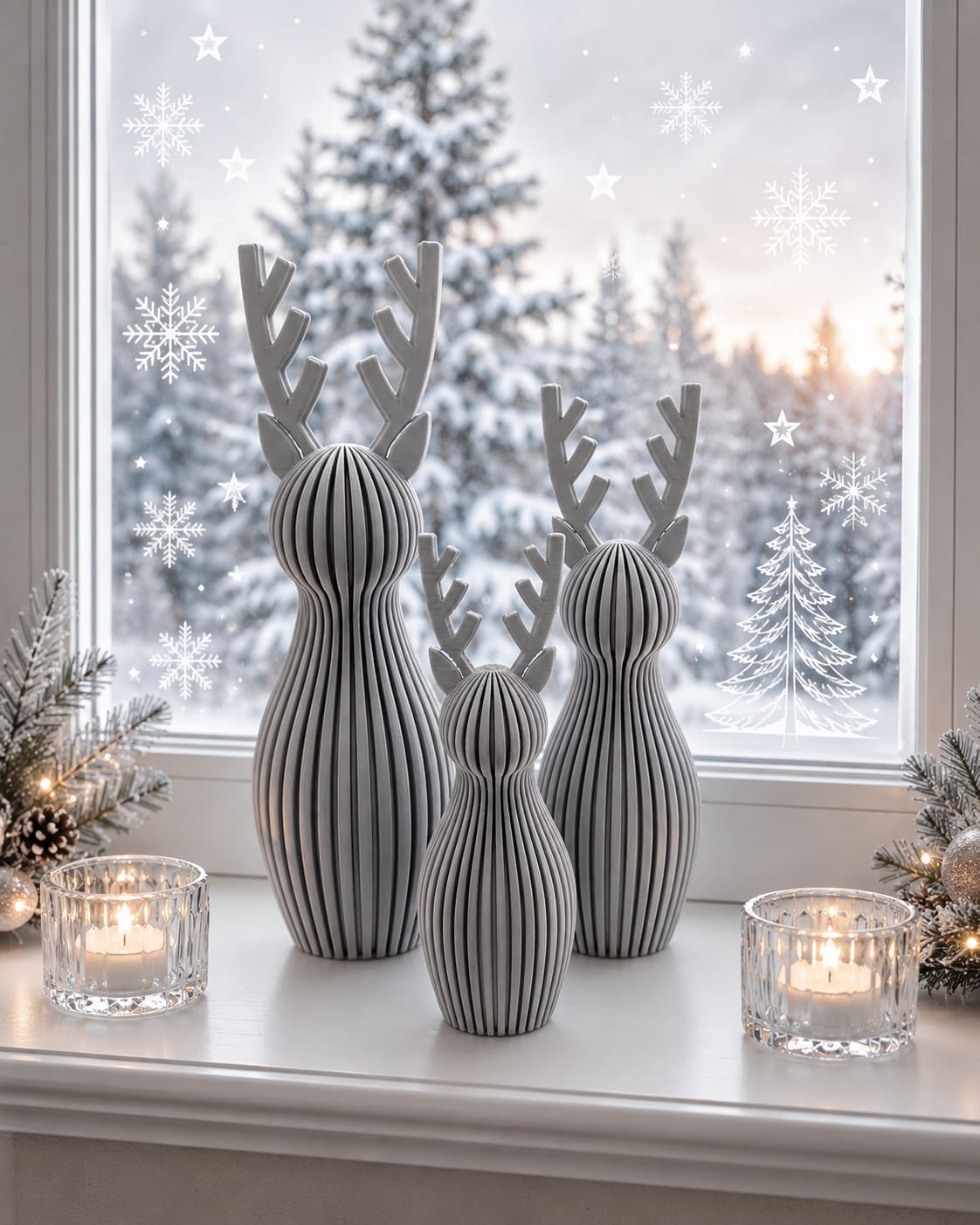 Moderne Rentierfigur - Weihnachten  – Rentier Skulptur im Skandi Stil | Weihnachtsdeko für Adventskranz, Tischdeko | Winterdeko |