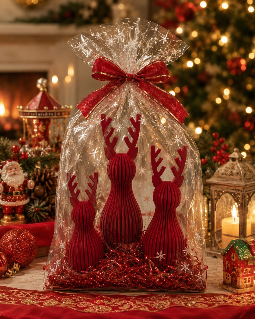 Moderne Rentierfigur - Weihnachten  – Rentier Skulptur im Skandi Stil | Weihnachtsdeko für Adventskranz, Tischdeko | Winterdeko |