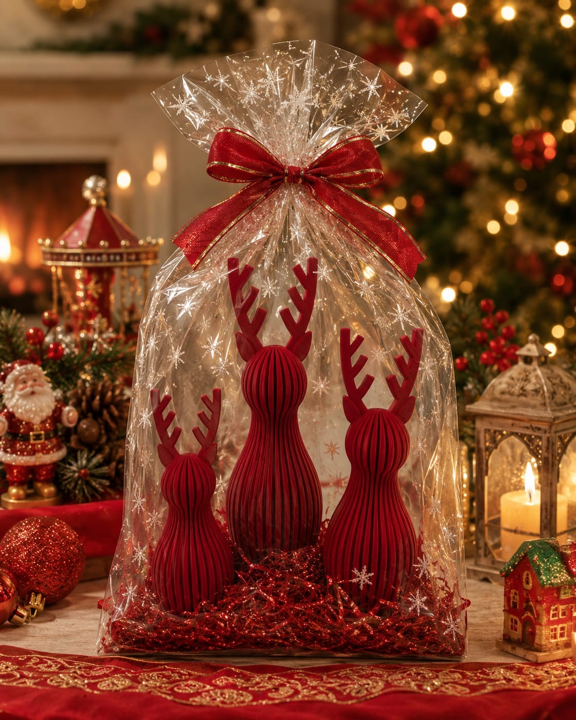 Moderne Rentierfigur - Weihnachten  – Rentier Skulptur im Skandi Stil | Weihnachtsdeko für Adventskranz, Tischdeko | Winterdeko |