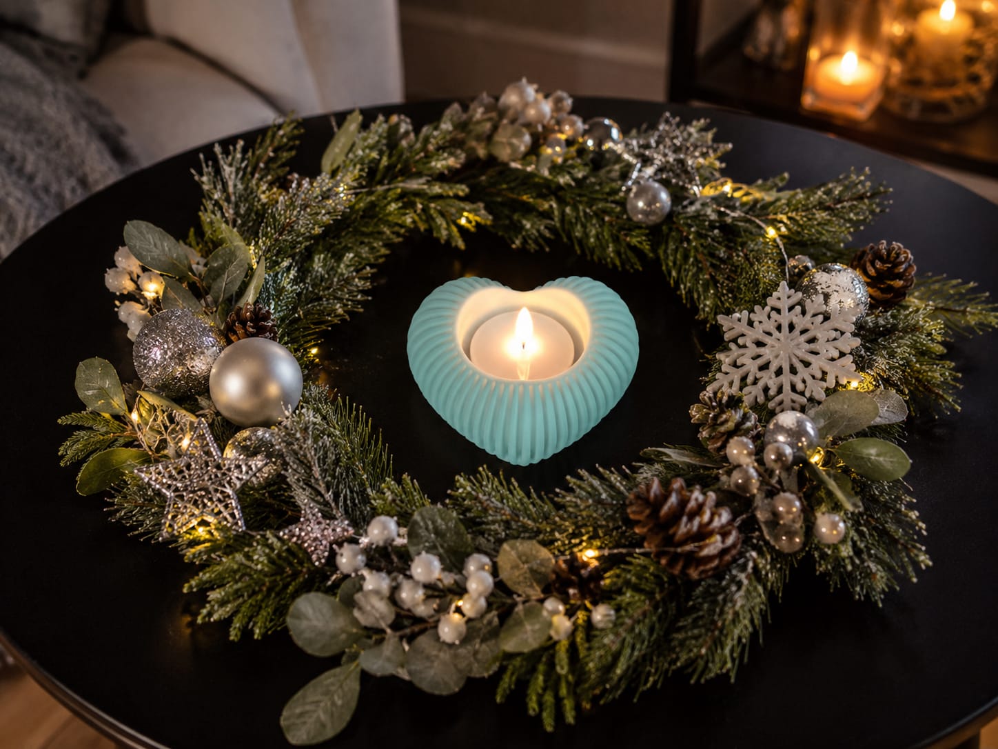 Herz Teelichthalter mit LED | Romantische Deko | Geschenk für Pärchen | Valentinstag | Weihnachten | Herzdeko