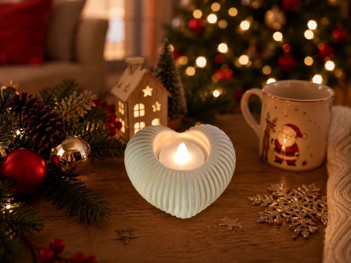 Herz Teelichthalter mit LED | Romantische Deko | Geschenk für Pärchen | Valentinstag | Weihnachten | Herzdeko
