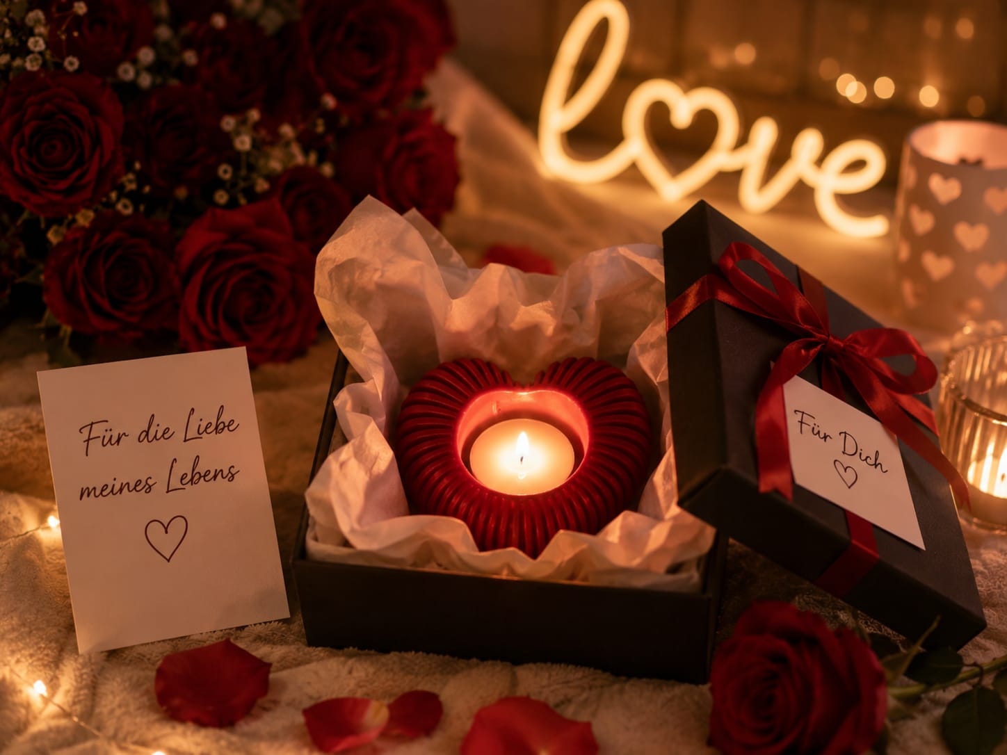 Herz Teelichthalter mit LED | Romantische Deko | Geschenk für Pärchen | Valentinstag | Weihnachten | Herzdeko
