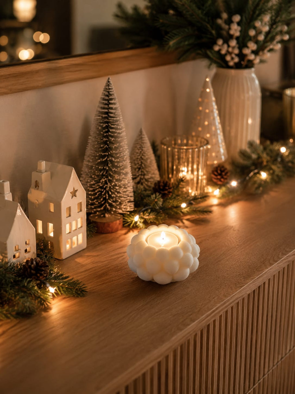 LED Teelichthalter mit Fuzzy Skin Struktur