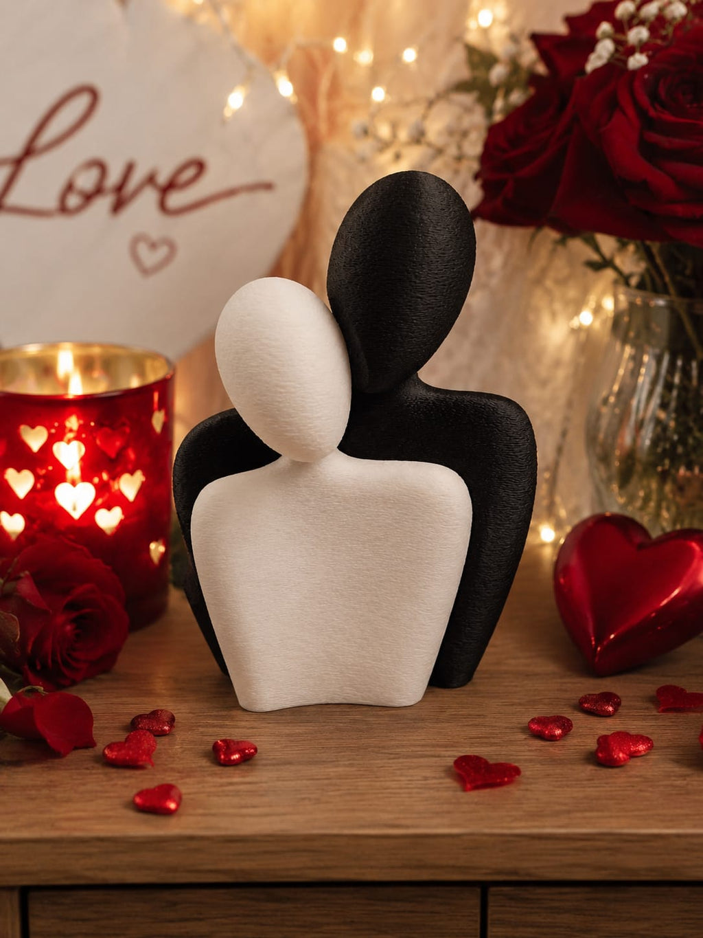 Verbundene Herzen – Moderne Dekofigur | Geschenk für Paare | Liebe & Zusammenhalt | Verschiedene Größen & Farben