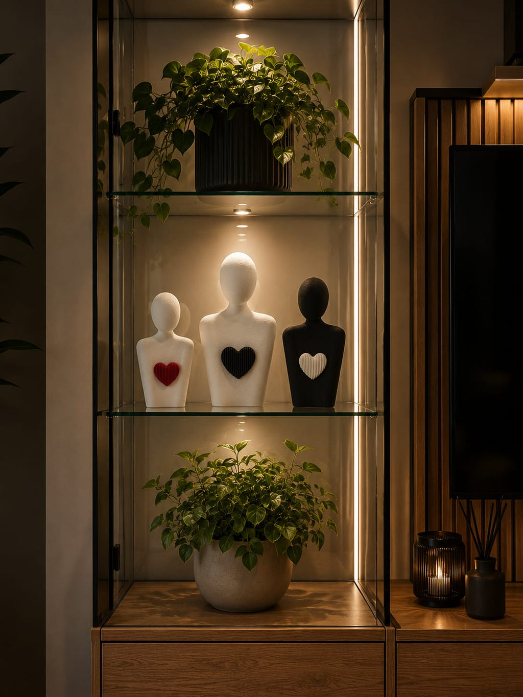 Dekofigur mit Herz – Personalisierbare 3D-Deko | Wunschfarbe & verschiedene Größen | Geschenk für Herzensmenschen