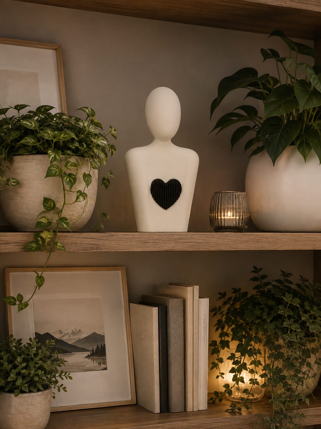 Dekofigur mit Herz – Personalisierbare 3D-Deko | Wunschfarbe & verschiedene Größen | Geschenk für Herzensmenschen