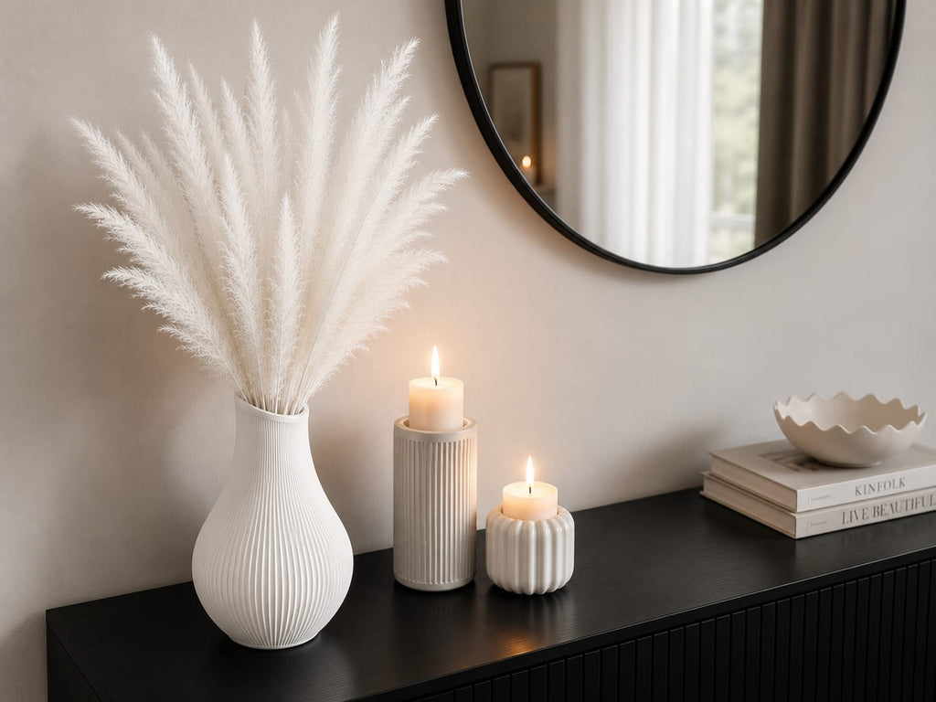 Moderne gerippte Vase aus 3D-Druck | Deko-Vase für Pampasgras & Trockenblumen | Verschiedene Farben & Größen
