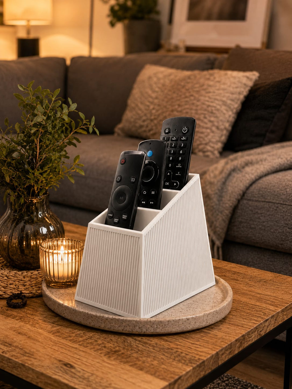 Fernbedienungshalter mit 3 Fächern | Moderner Organizer für Fernbedienungen | 3D-Druck | Verschiedene Farben